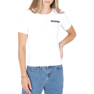 Calvin Klein Girls T-shirt Logo Rib Button 1162 Bright White